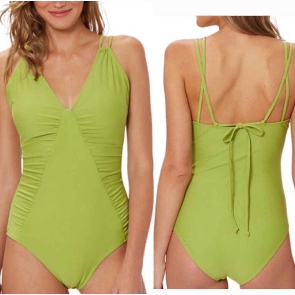 Marilyn Monroe Green Ruched One-Piece Swimsuit S